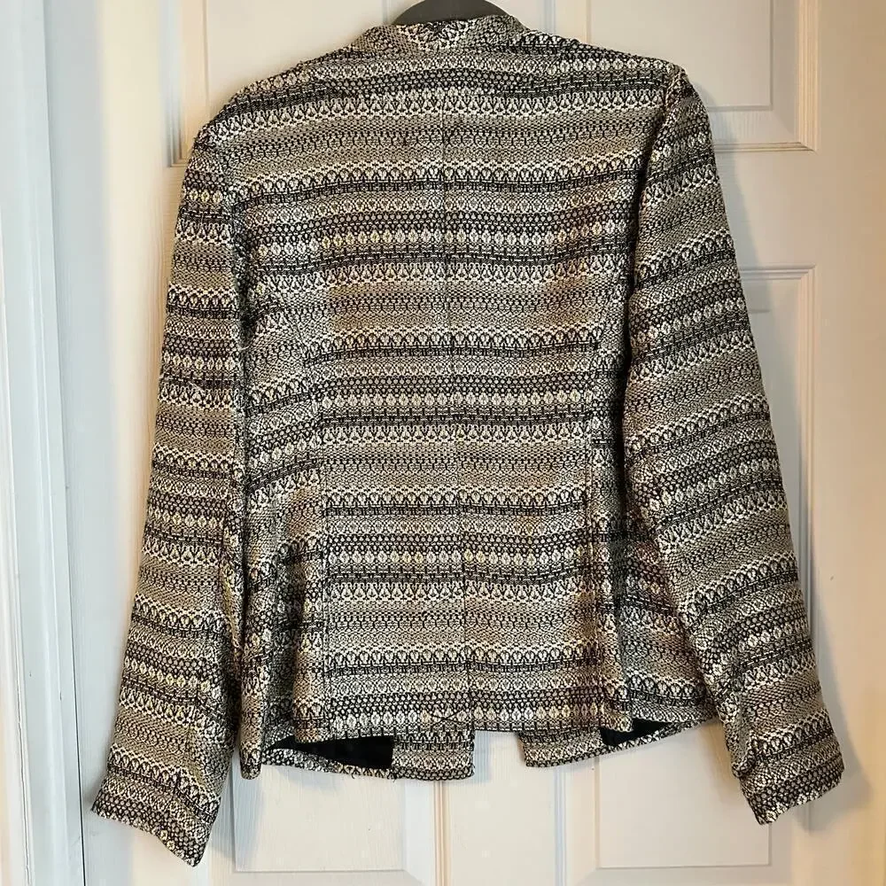 Premise Women Winter Soiree Gold Black Woven Blazer Career Office Formal Size 8 - Picture 3 of 6